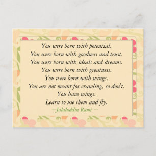 Rumi Quote Inspirational Motivational Postcard