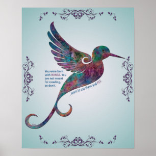 Rumi Quote with Hummingbird Poster