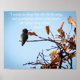 Rumi Quote with Hummingbird Poster