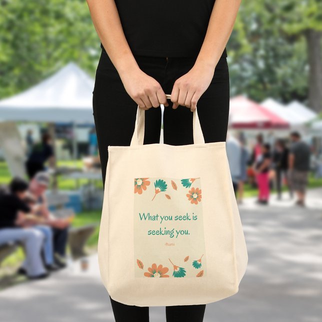 Rumi Seeking Quote Tote Bag (Creator Uploaded)