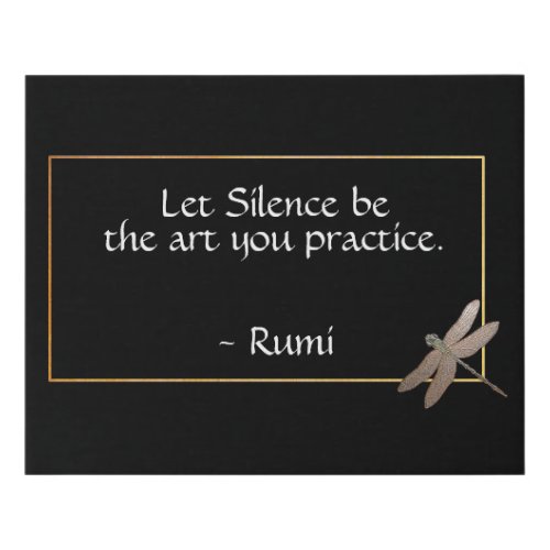 Rumi Silence Quote Inspiratioal Faux Canvas Print