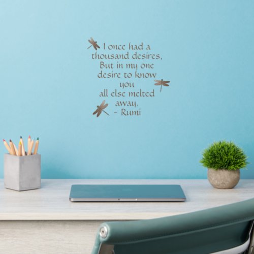 Rumi Thousand Desires Quote  Dragonflies Wall Decal