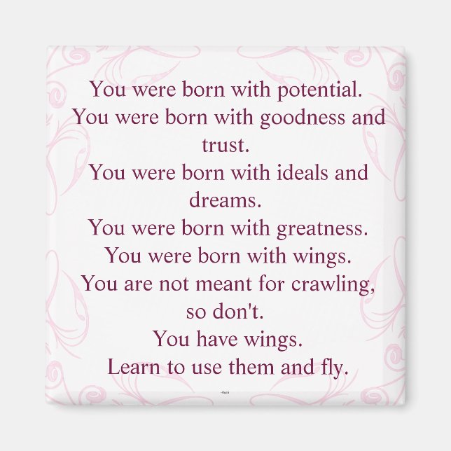 Rumi Wings Quote Magnet (Front)