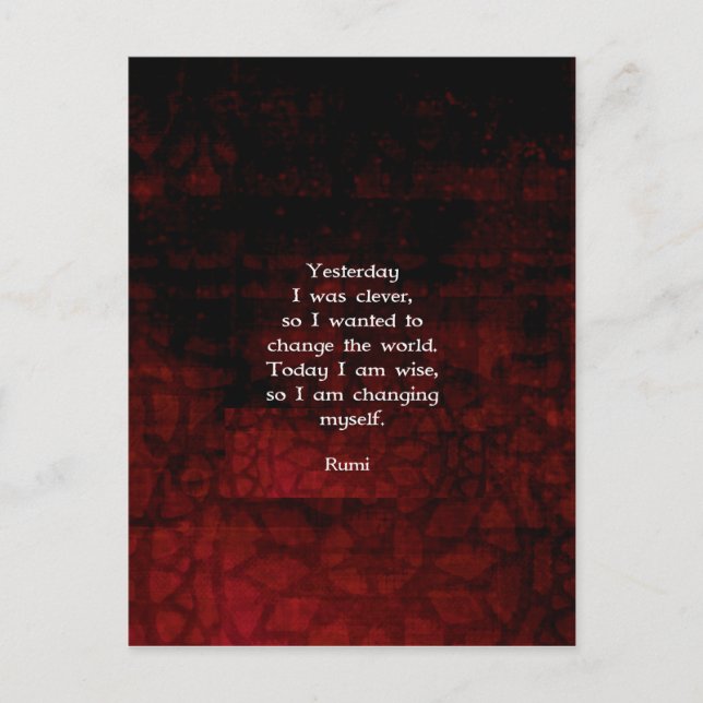 Rumi Wisdom Quote About Change & Cleverness Postcard (Front)