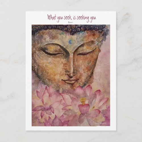 Rumi Zen Quote Buddha Watercolor Art Post Card