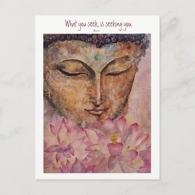 Rumi Zen Quote Buddha Watercolor Art Post Card (Front)