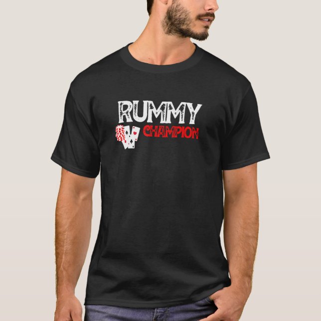 Rummy Champion Casino Games Card Graphic Design T-Shirt (Front)