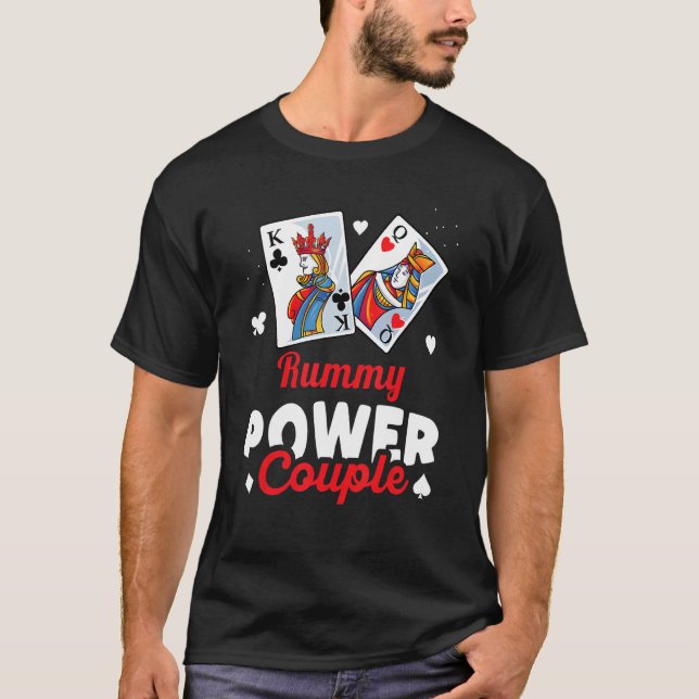Rummy Power Couple   Cute Matching Couples Rummy T-Shirt (Front)