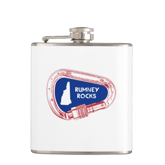 Rumney Rocks Climbing Carabiner Flask (Front)