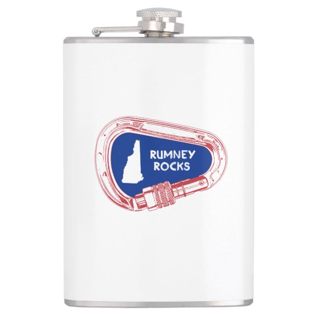 Rumney Rocks Climbing Carabiner Hip Flask (Front)