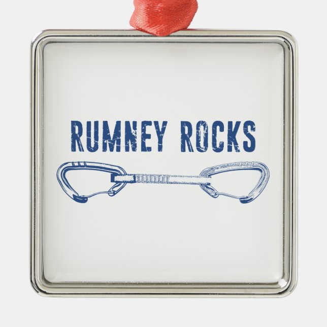 Rumney Rocks Climbing Quickdraw Metal Ornament (Front)