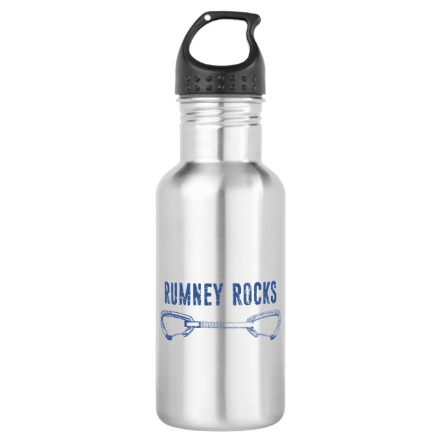 Rumney Rocks Climbing Quickdraw Stainless Steel Water Bottle (Front)