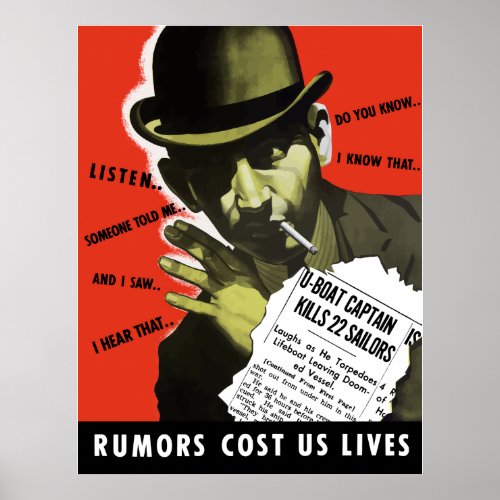 Rumors Cost Us Lives __ WW2 Poster