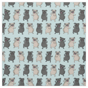 Rump Shaker Pug Puppy Bust A Move Cute Dancing Dog Fabric