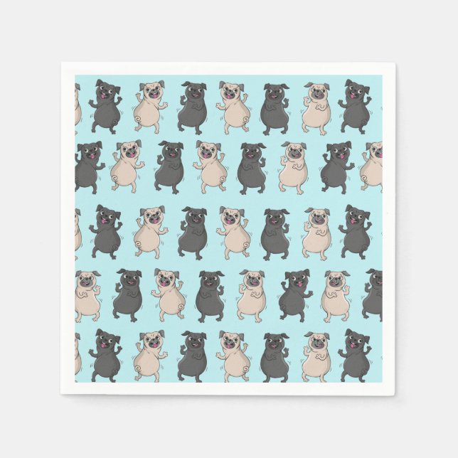 Rump Shaker Pug Puppy Bust A Move Cute Dancing Dog Napkins (Front)