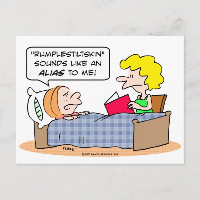 rumplestiltskin sounds like alias kid bed postcard (Front)