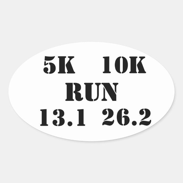 RUN - 5k, 10k, 13.1, 26.2 running cycle Oval Sticker (Front)