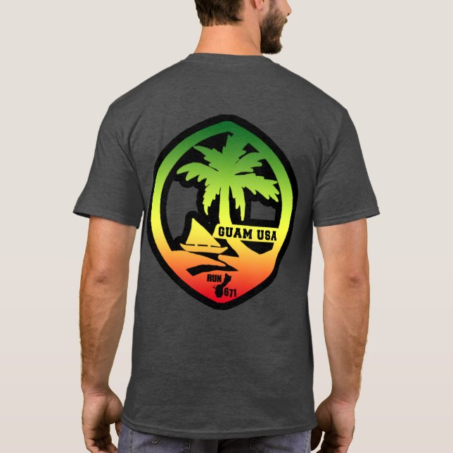RUN 671 GUAM Distressed Reggae Seal T-Shirt (Back)