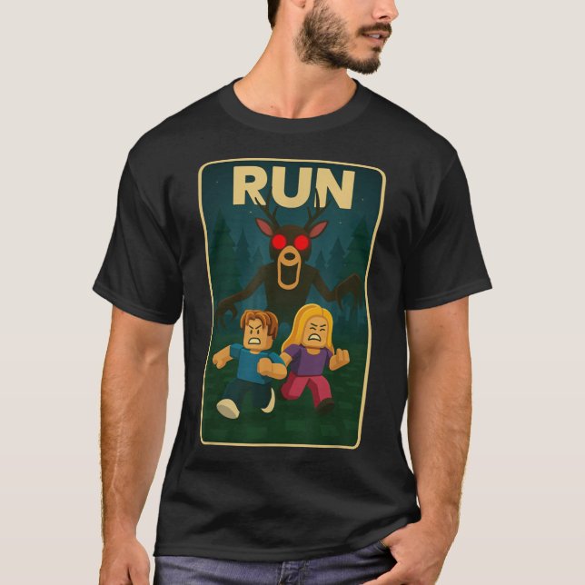 Run 99 Nights Halloween Gamer Deer inhe Forest T-Shirt (Front)