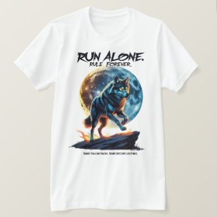 Run Alone. Rule Forever – Legendary Wolf Design T-Shirt