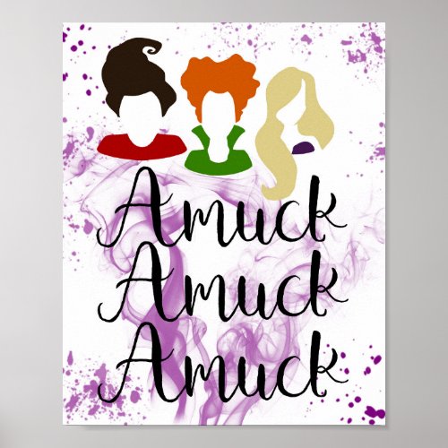 Run Amuk Cute Halloween Hocus Pocus Witch Poster