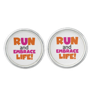 Run and Embrace Life Orange Pink Cufflinks