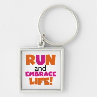 Run and Embrace Life Orange Pink Keychain