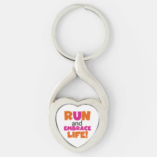 Run and Embrace Life Orange Pink Keychain
