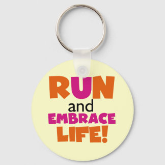 Run and Embrace Life Orange Pink Keychain