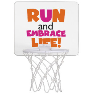 Run and Embrace Life Orange Pink Mini Basketball Hoop
