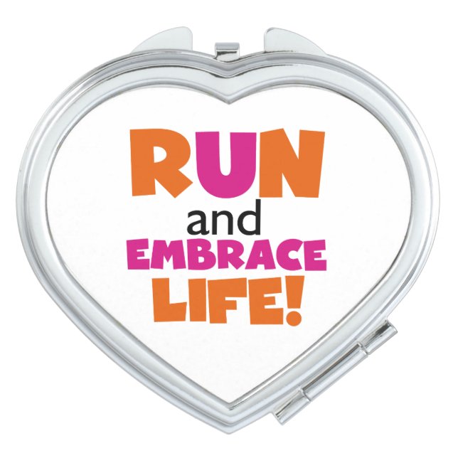 Run and Embrace Life Orange Pink Mirror For Makeup (Front)