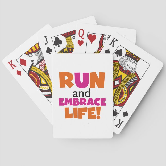 Run and Embrace Life Orange Pink Poker Cards (Back)
