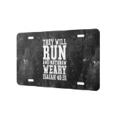 Run and Not Grow Weary Christian Bible Running License Plate (Left)