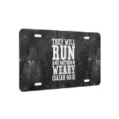 Run and Not Grow Weary Christian Bible Running License Plate (Right)