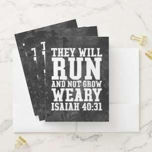 Run and Not Grow Weary Christian Bible Running Pocket Folder
