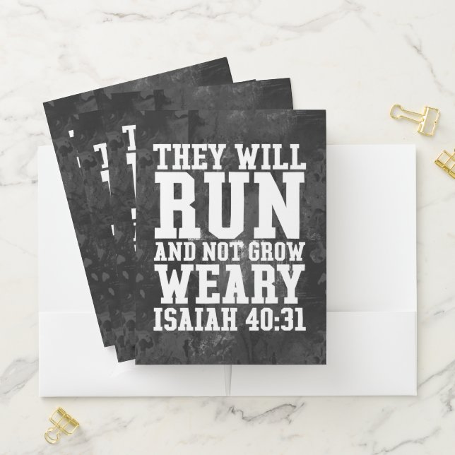 Run and Not Grow Weary Christian Bible Running Pocket Folder (In Situ)