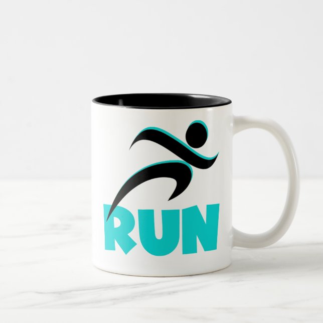 RUN Aqua Two-Tone Coffee Mug (Right)