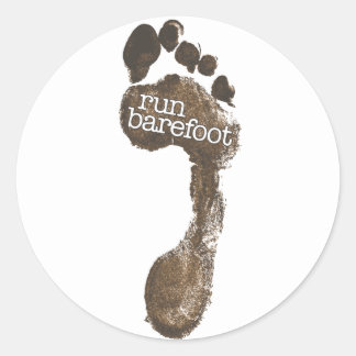 Run Barefoot Classic Round Sticker