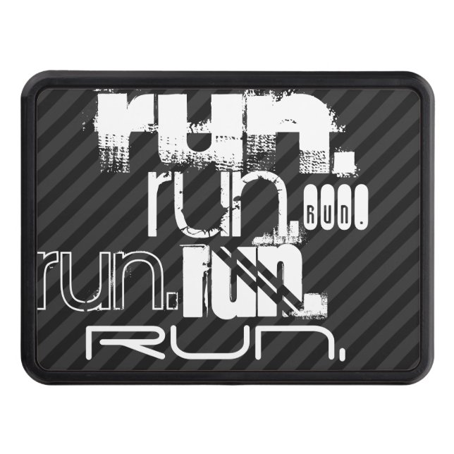 Run; Black & Dark Gray Stripes Hitch Cover (Front)