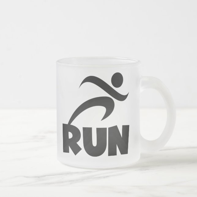RUN Black Frosted Glass Coffee Mug (Right)
