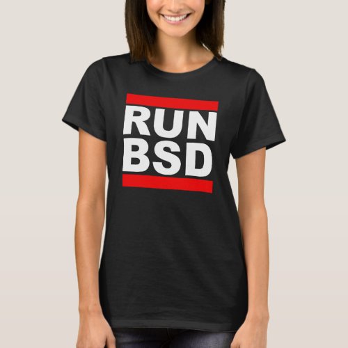 RUN BSD _ Cool WhiteRed Design for Unix Hackers   T_Shirt