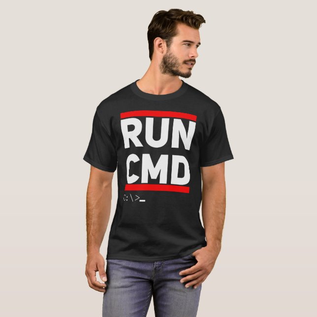 Run CMD T-Shirt Computer Geek Humor (Front Full)
