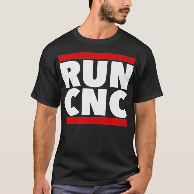 RUN CNC shirt Funny machinist engineer G-code (Front)