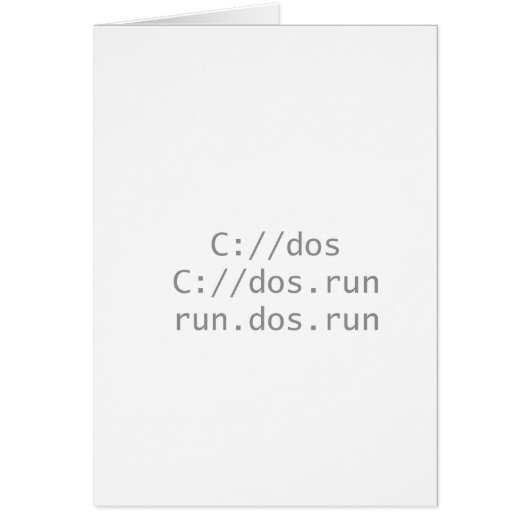 Run DOS, funny geeky Cards (Front)