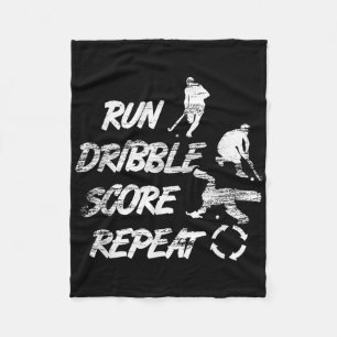 Run Dribble Score Repeat Field Hockey Player Fleece Blanket
