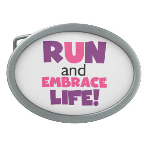 Run Embrace Life Purple Pink Belt Buckle