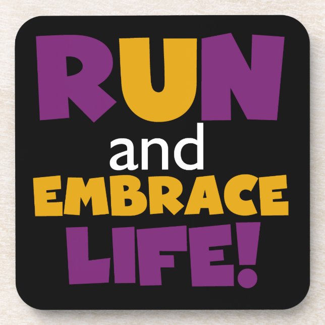 Run Embrace Life Purple Pink Coaster (Front)