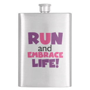 Run Embrace Life Purple Pink Flask