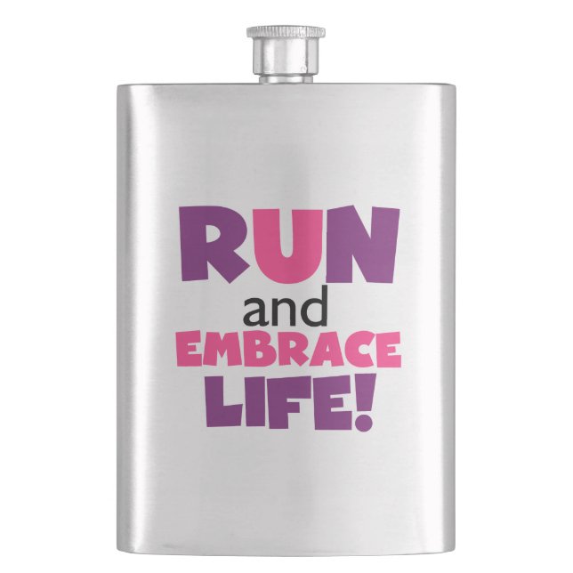 Run Embrace Life Purple Pink Flask (Front)