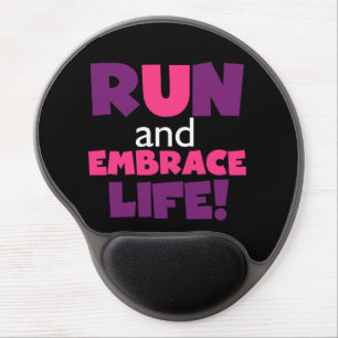 Run Embrace Life Purple Pink Gel Mouse Pad